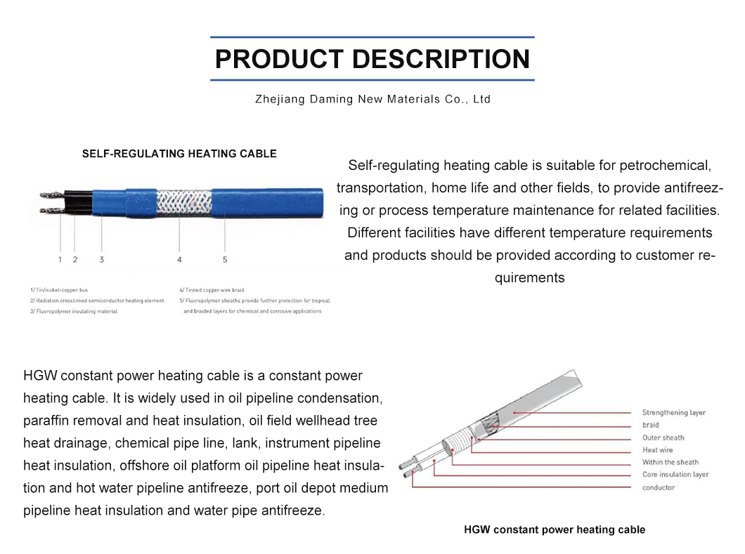 Anti-Explosion Type Snow Melting Self-Regulating Heating Cable 220V