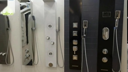 Panneau de douche en acier inoxydable 304, miroir numérique LED, bouton de Jets de corps avec contrôle de température